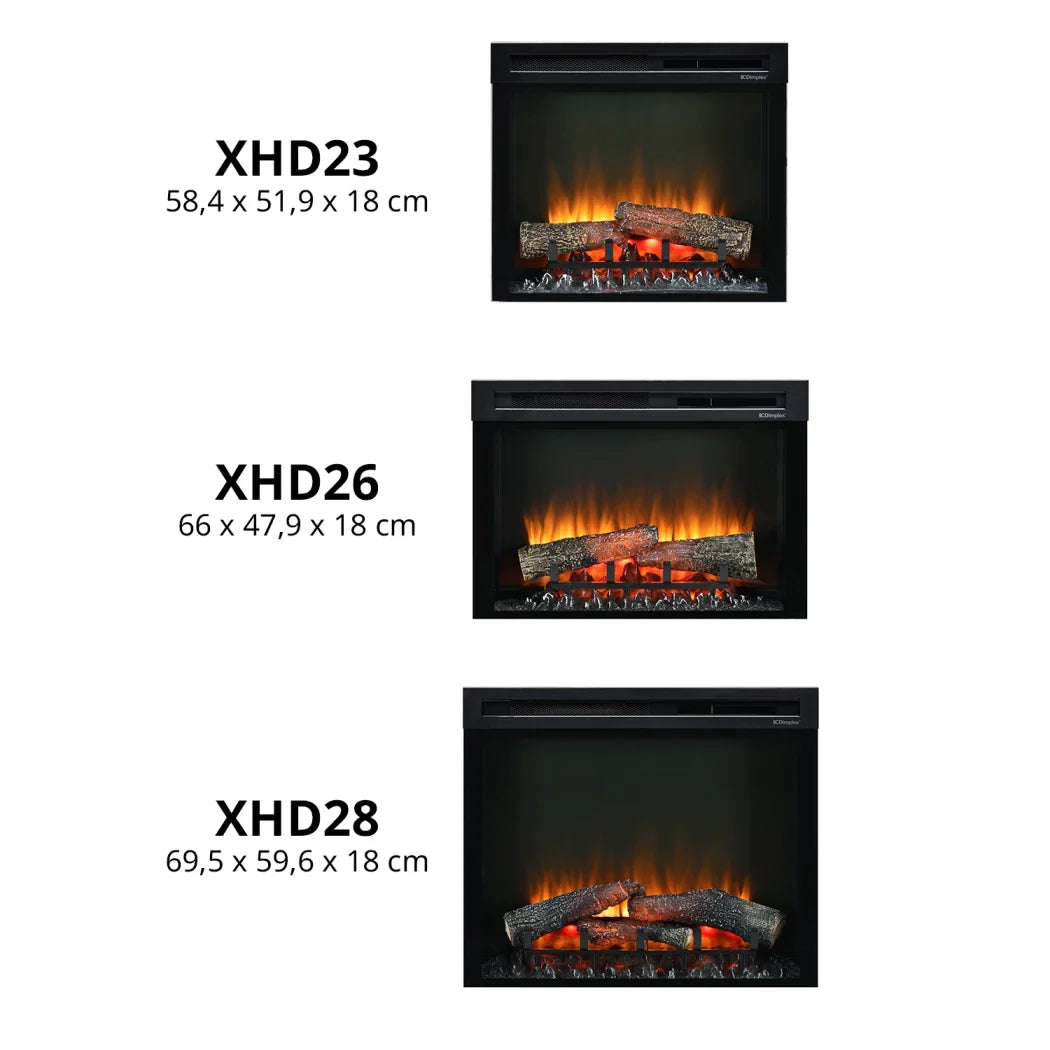 Șemineu Electric XDH - Negru, Insert Recesabil cu Încălzire Termostatată