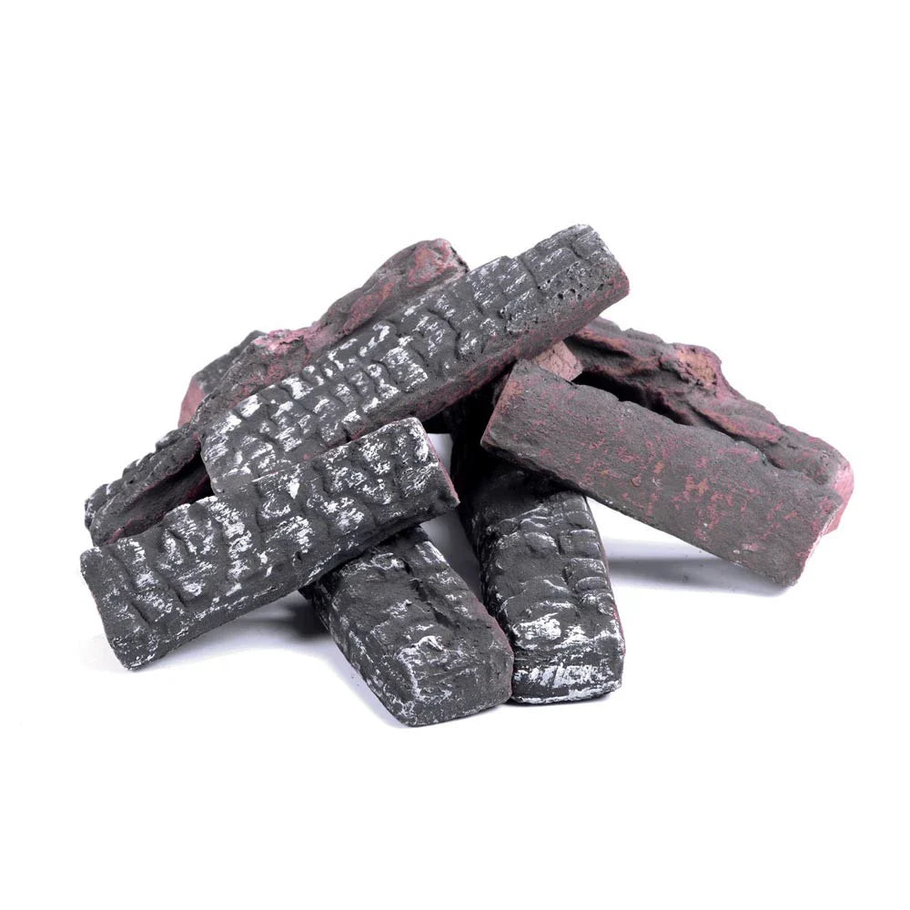 Set de 8 Piese Ceramice "Lemn" pentru Șeminee Bioetanol