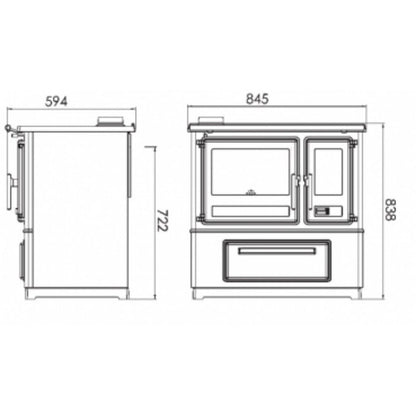 Soba de gatit SL85 negru cu plita si cuptor - 8kW - racord stanga