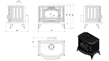 Soba K9 / 10-12.5kW cu Ventilator Turbo