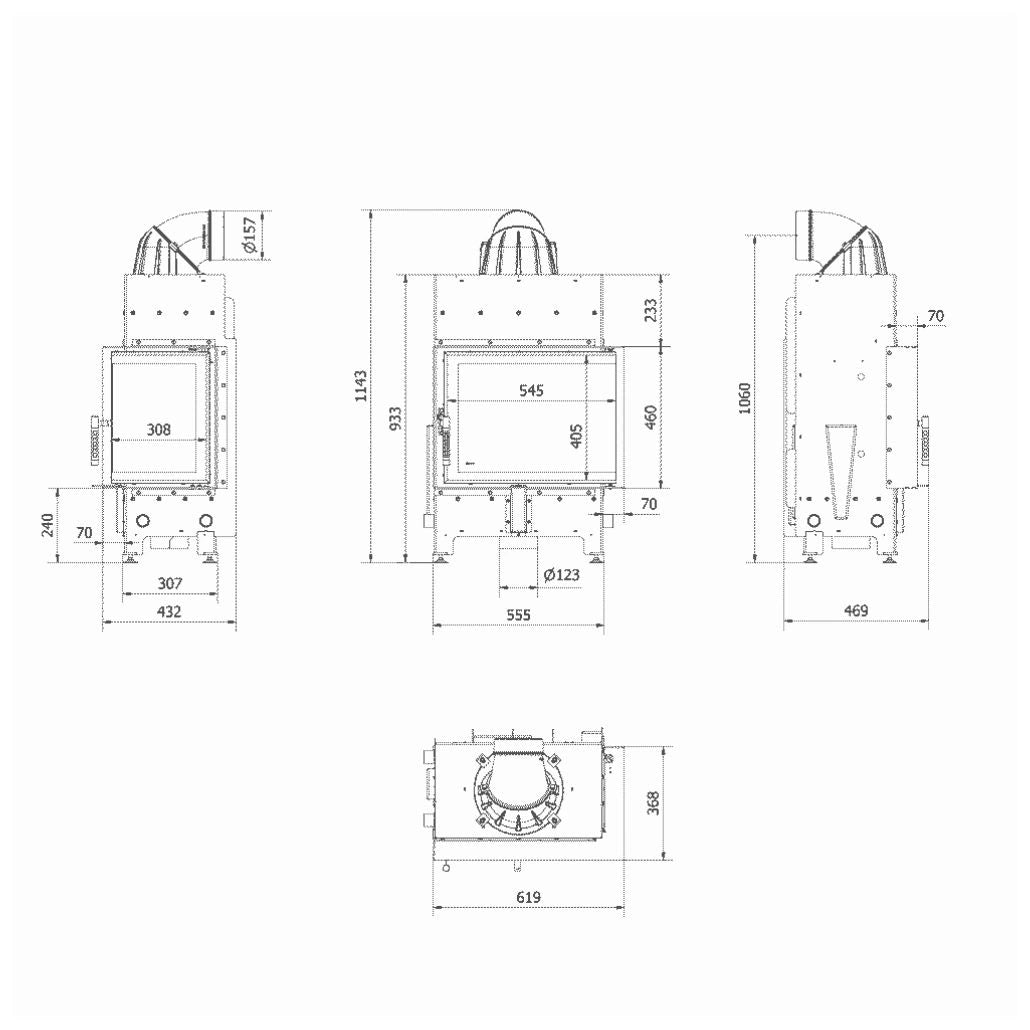 FLOTEK S 8kW Sticla Dreapta fara stalp - Samota Neagra