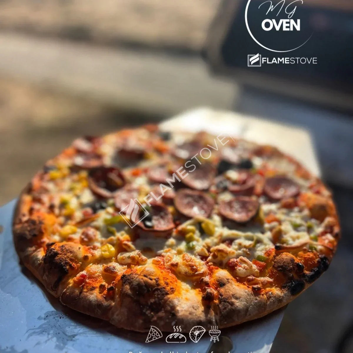 Cuptor de Pizza Portabil FS-950 cu Lemne, Piatră Naturală, Gătire Rapidă, Versatil - Gust Autentic Oriunde!