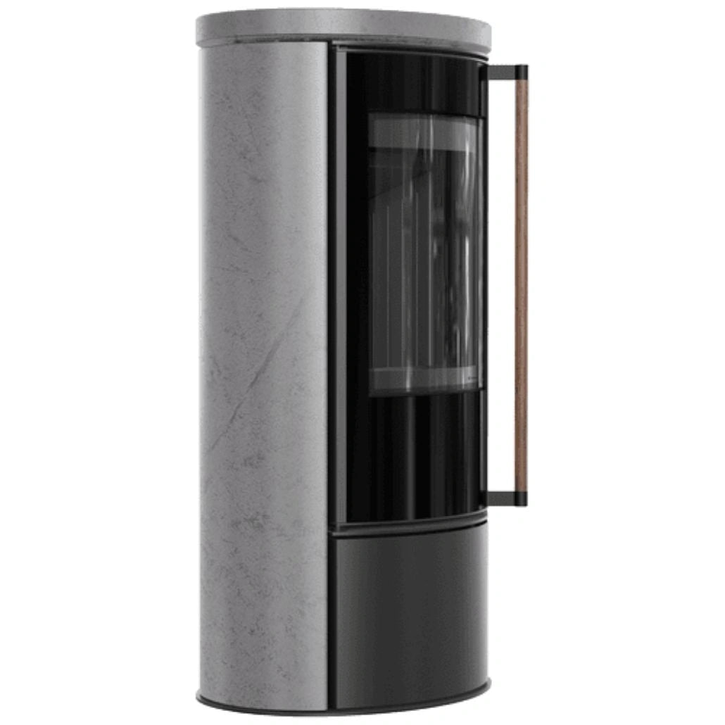 Soba Erik 5.5kW ceramica Grey Satin - maner lemn - samota neagra