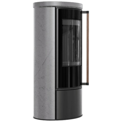 Soba Erik 5.5kW ceramica Grey Satin - maner lemn - samota neagra