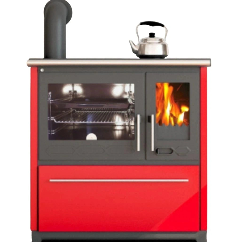 Soba de gatit P85 Rosu cu plita si cuptor - 8kW - racord stanga