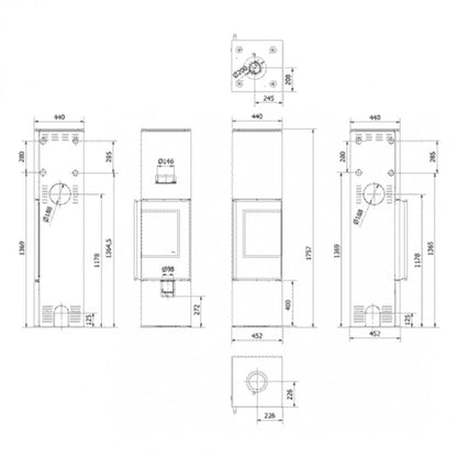 Soba otel Ren L 7kW - sticla dreapta samota neagra