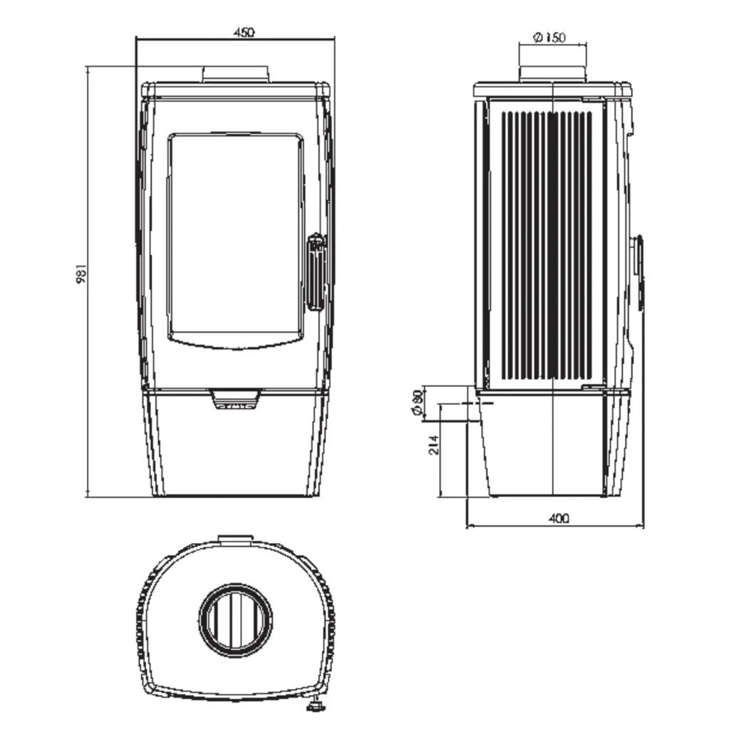 Sobă de fontă GALA Gri - 8kW