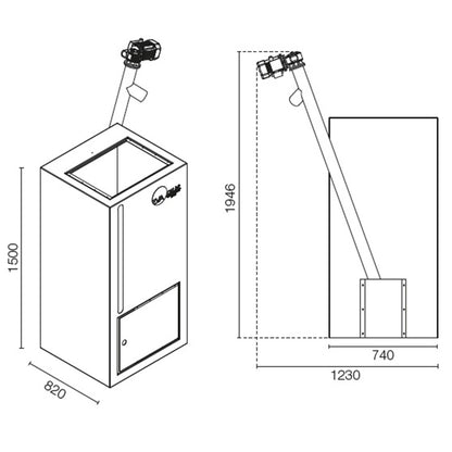 Rezervor suplimentar de peleti - 345kg - Universal cu modul de comanda propriu
