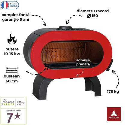Soba fonta Fifty Arche 175 kg, 10-15kW - Rosu