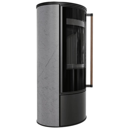 Soba Erik 5.5kW Grey Satin - maner lemn - samota neagra