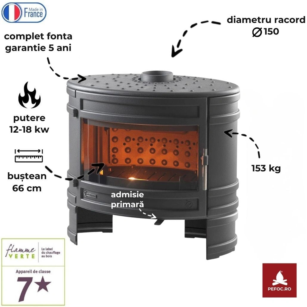 Soba de volum Angor, putere mare 12-18kW, complet fonta