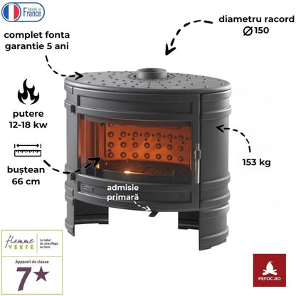 Soba de volum Angor, putere mare 12-18kW, complet fonta