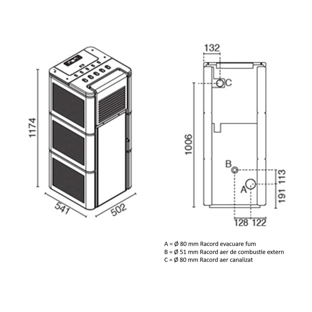 SOBA PELETI 4-15.4 KW - ZOE RUBIN - 2 Ventilatoare - CAHLE
