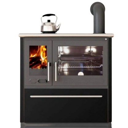 Soba de gatit P85 Negru cu plita si cuptor - 8kW - racord dreapta