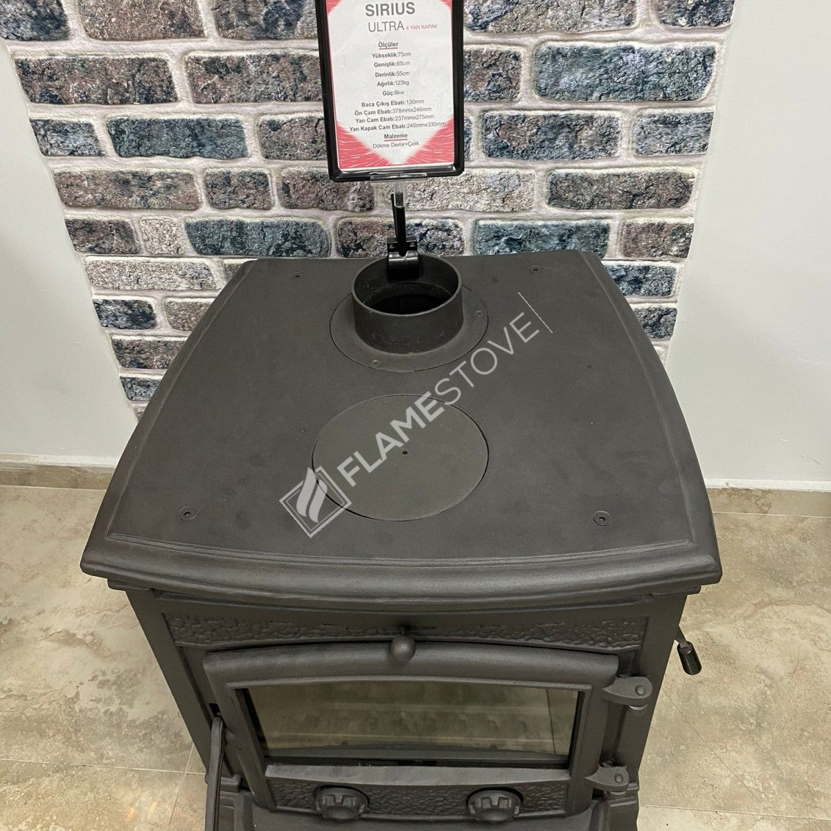 Sirius FS-015YK - Soba de Fontă Ultra 4 Fețe, 9 kW, Sticlă Schott Robax, Eco Design