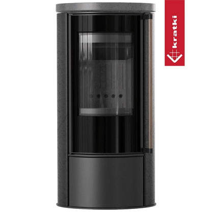Sobă Erik 5.5kW ceramică Grafite Satin - mâner lemn - samota neagra