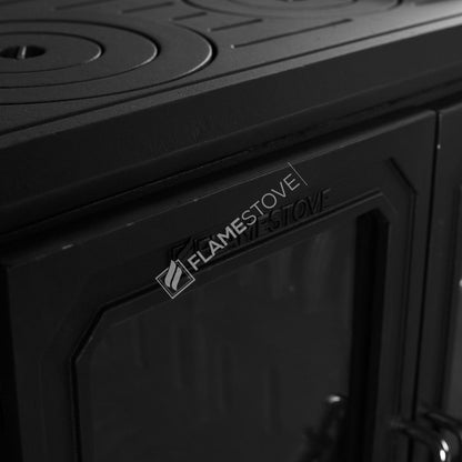 Sobă de Teren Design Orizontal FS-062 Troy cu Sticlă Laterală din Fontă - Eficiență Energetică Clasa A