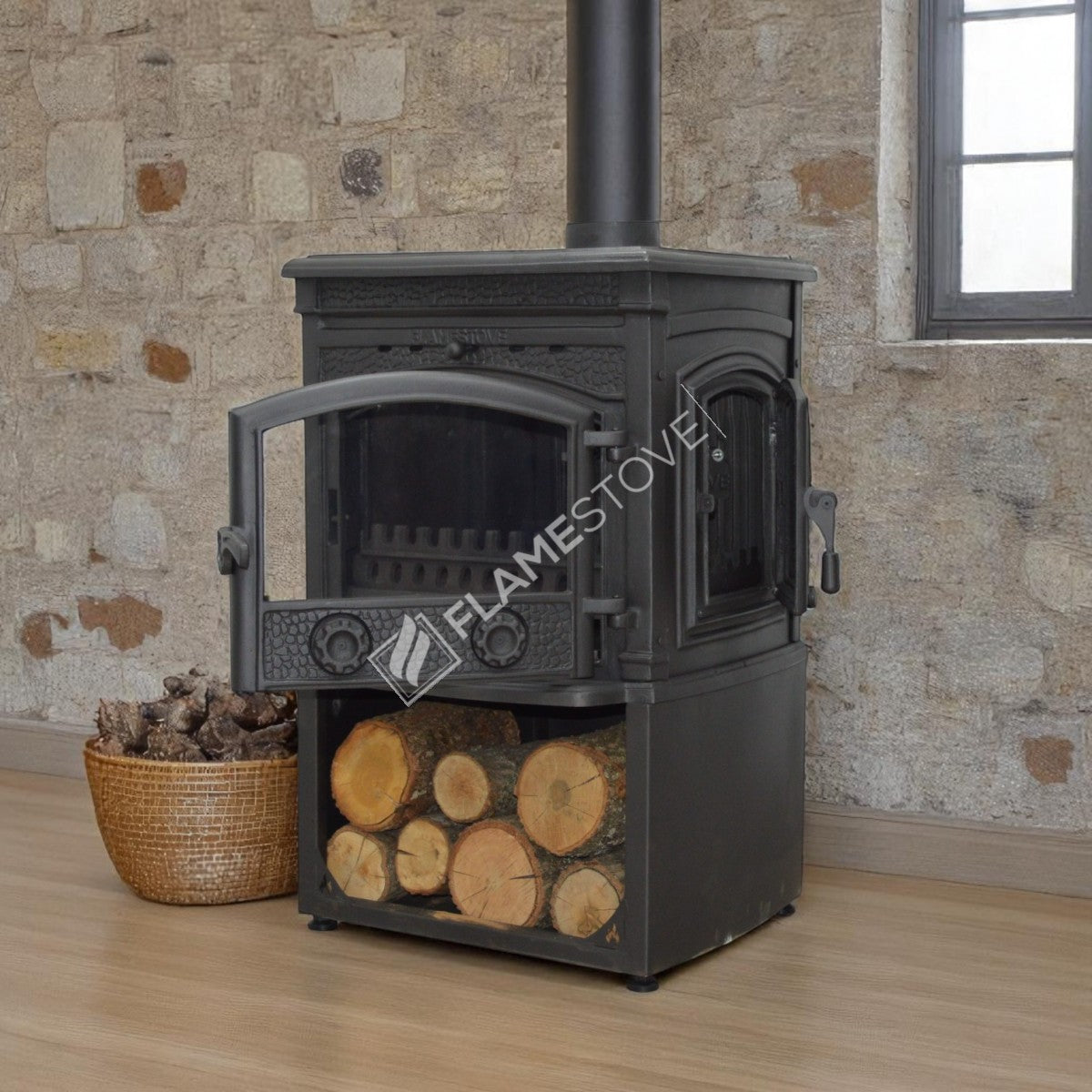 Soba din Fontă FS-016YKST cu Depozit de Lemne, Steaua Sirius - Încălzire Eficientă și Design Robust