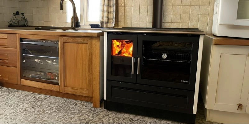Versatile Wood Burning Cooking Stove with Oven, Hob, and Central Heating Function