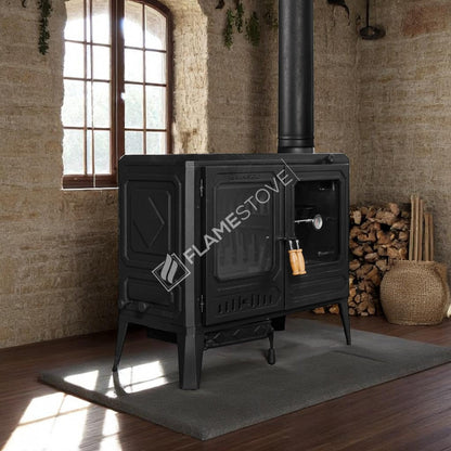 Sobă de Teracotă pe Lemne FS-061 Troy - Design Modern, Eficiență Termică Ridicată și Focar Dublu