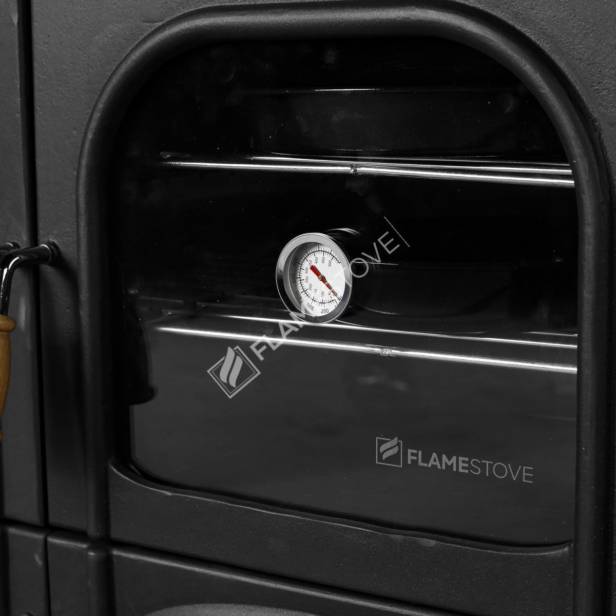 Soba Orizontală Palm Side Kuzineli FS-066 din Fontă cu Geam, 3 Etaje Cuptor, Combustie Dublă Eficientă Lemn și Cărbune, Geam Schott Robax, 15 kW + Tavă Emailată Cadou