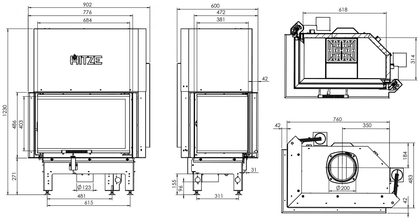 Focar  Semineu Hitze14 kW Albero AL14LG.H-D