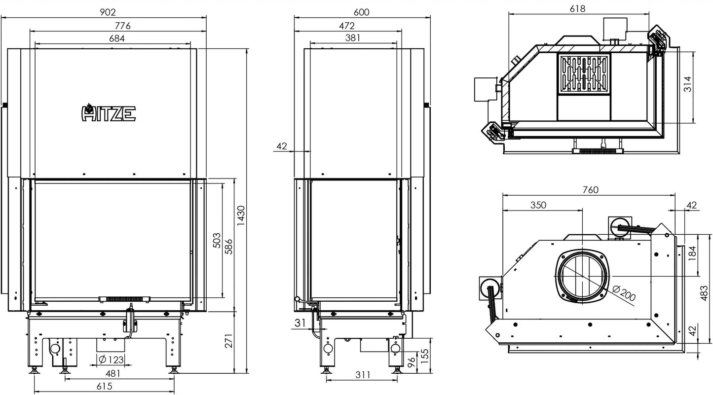 Focar Semineu Hitze 16 kW Albero AL16RG.H-D