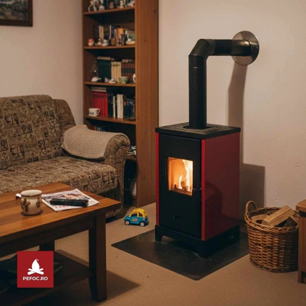 Soba pe lemne Luma 5-6kw - Rosu