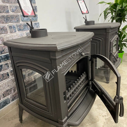 Sirius FS-015YK - Soba de Fontă Ultra 4 Fețe, 9 kW, Sticlă Schott Robax, Eco Design