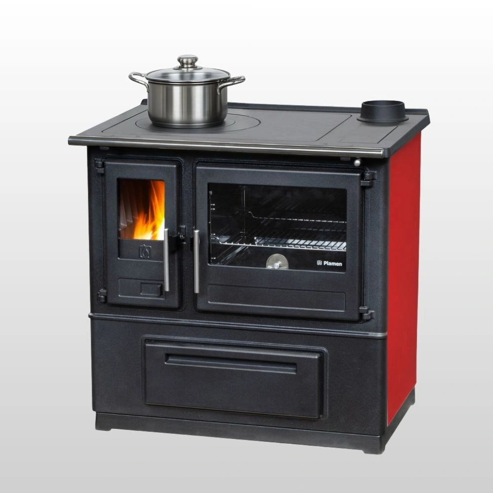 Versatile Wood Burning Cooking Stove with Oven, Hob, and Central Heating Function