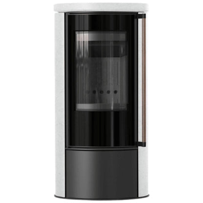 Soba Erik 5.5kW ceramica White Natural - maner lemn - samota neagra