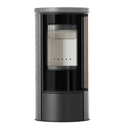 Soba Erik 5.5kW ceramica Grey Satin - maner lemn