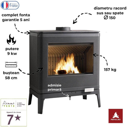Soba fonta Kazan 9-13.5kW, 157 kg, ultra moderna
