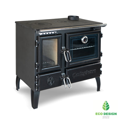214 Gourmet Brick Cookstove - 6.420 kW, Double Cycle Oven, Ceramic Glass, Ideal for Wood Burning