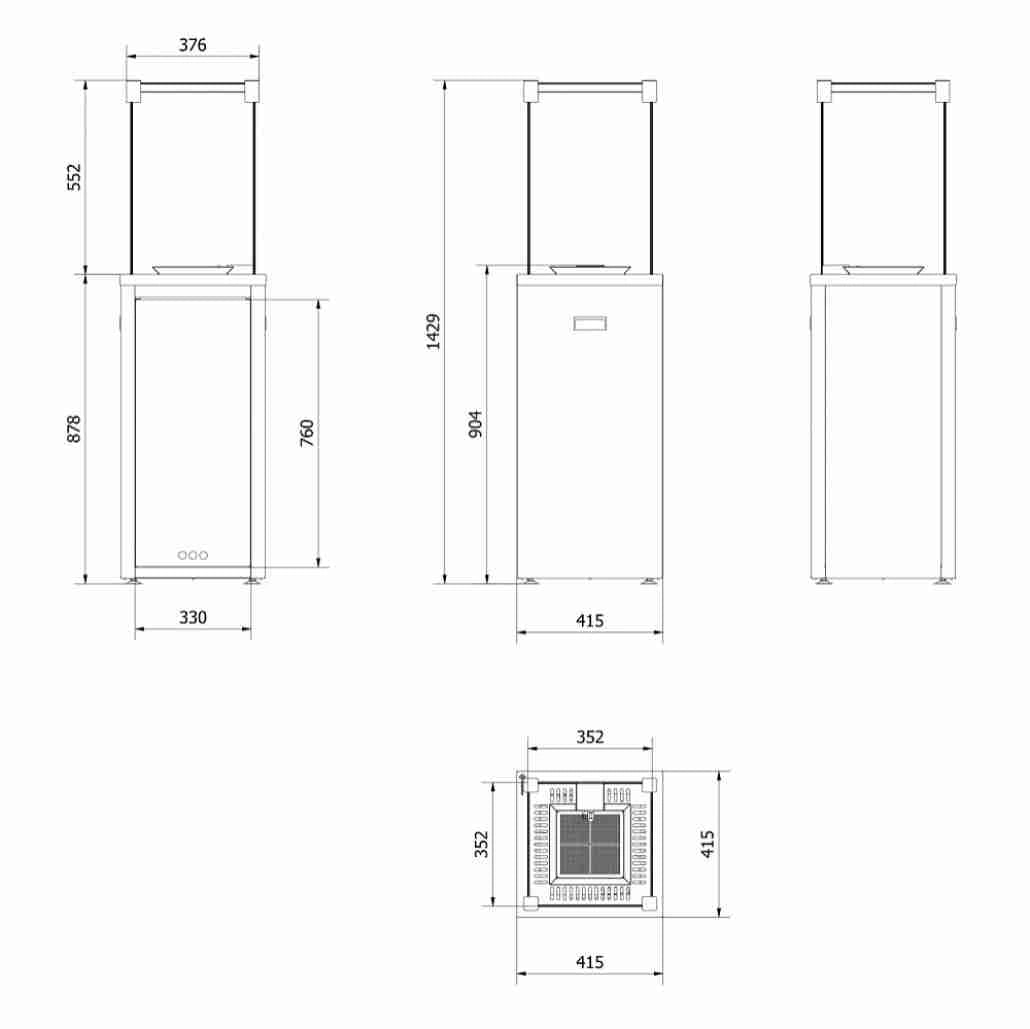 Patio SLIM Negru Manual - Incalzitor pe gaz