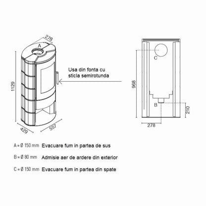 Soba A+ Marica 8-9.5 kw Rosu - Cahle teracota
