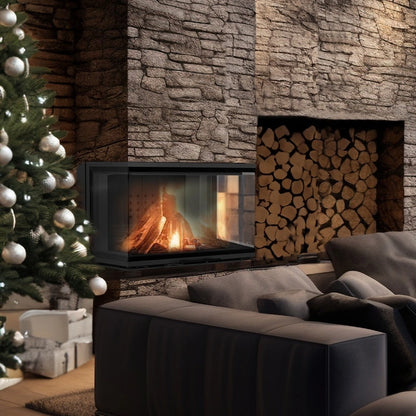 Focar semineu nbc 80 36 trei laturi deschidere verticala samota neagra