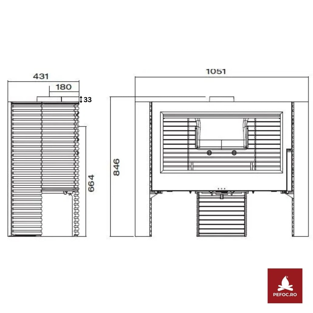 Soba fonta Itaya 12-18kW, deschidere mare usa 85 cm