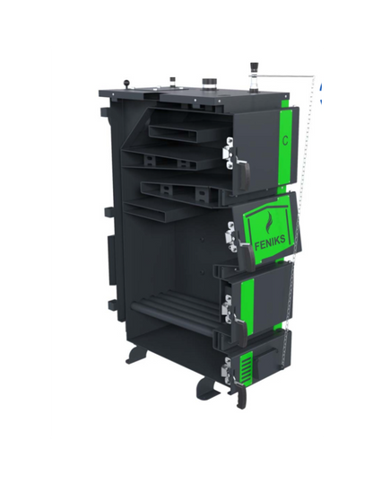 Cazan cu Combustibil Solid Feniks C Plus 75 kW cu Ventilator și Automatizare