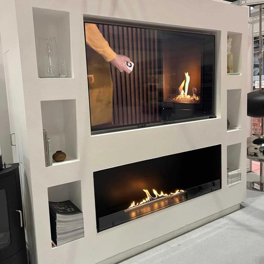 Șemineu Bioetanol Foco One 1500 - 150 cm Lățime, Vedere Frontală a Flăcărilor, Ideal Sub TV