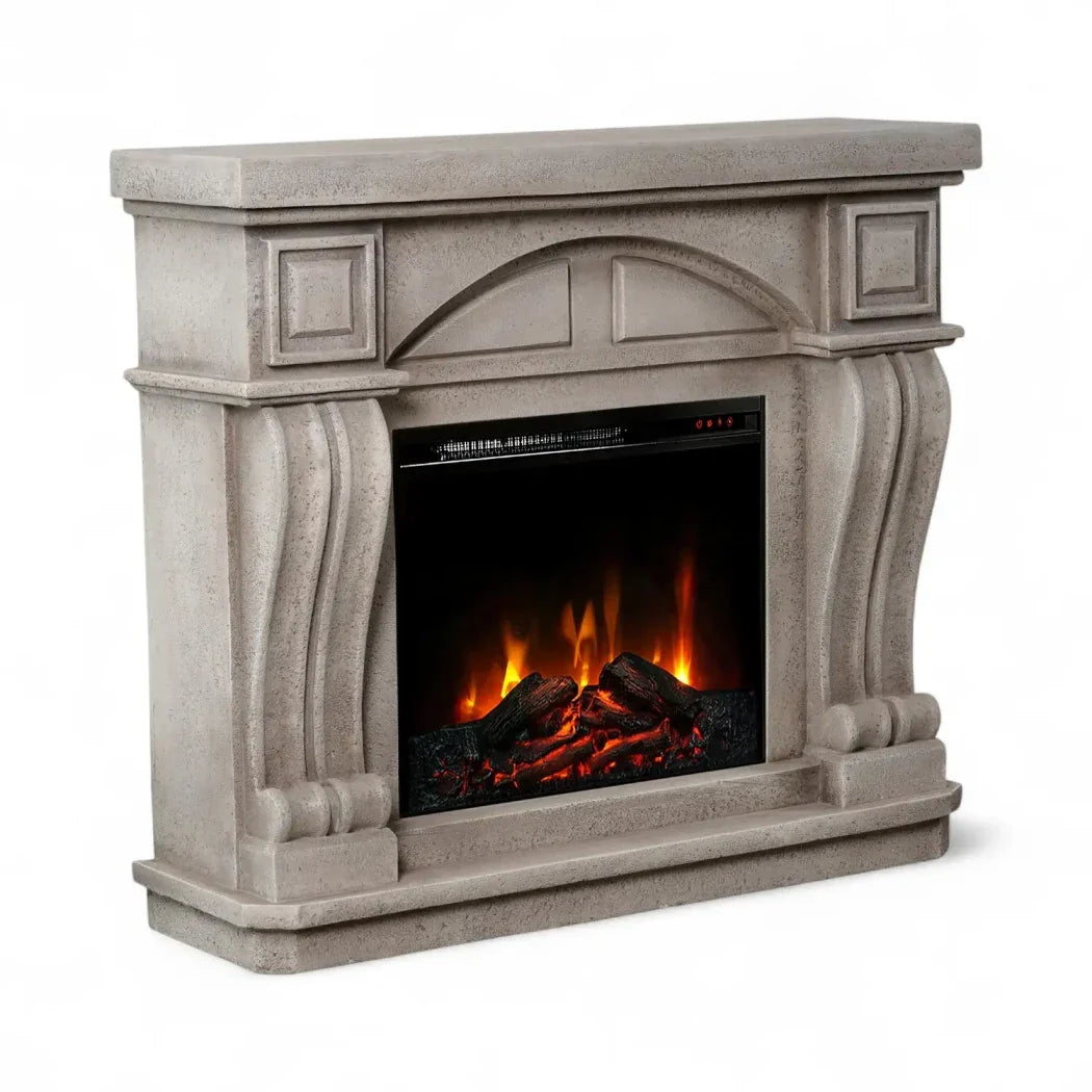 Șemineu Electric Logi ScandiFlames din Polystone - Eleganță Clasic-Modernă cu Căldură și Ambiție