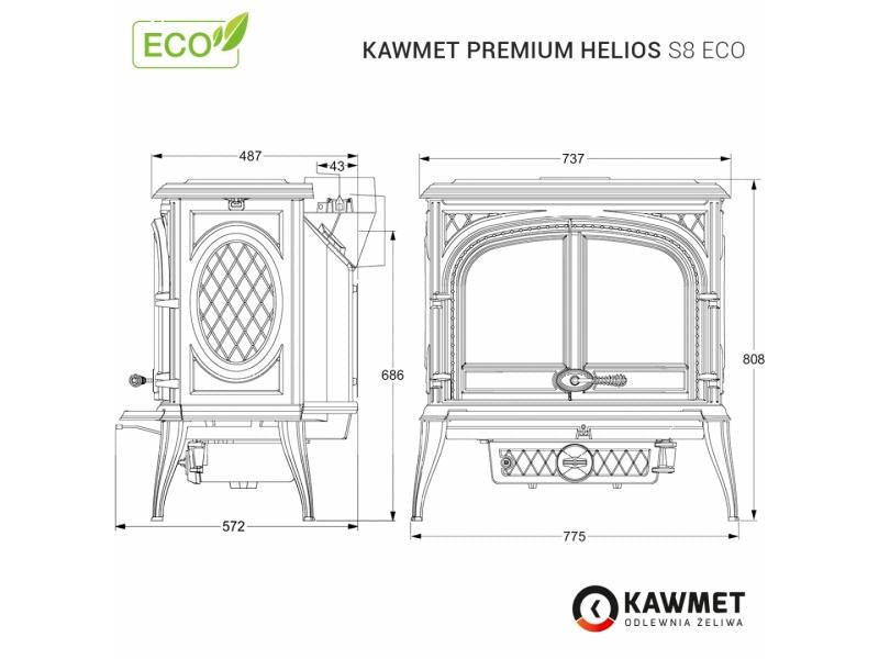 Sobă fontă Kawmet HELIOS S8 Premium – 13.9 kW