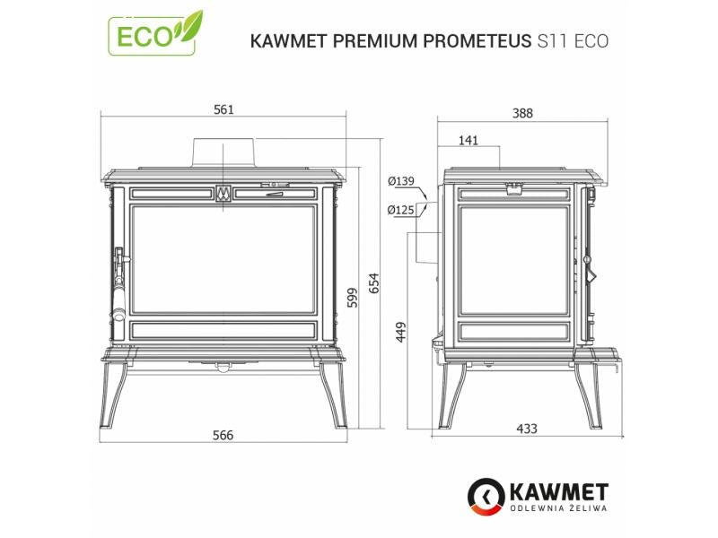 Sobă Kawmet Premium PROMETEUS S11 ECO 8,5 kW