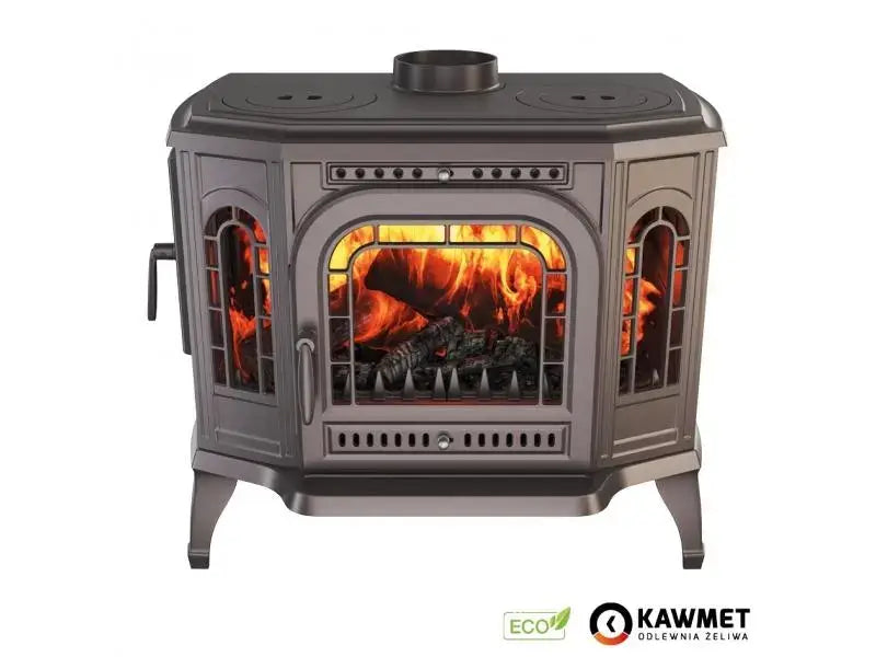 Soba pe lemne KAWMET P7, cu plita pentru gatit, 10.5 kW, LB ECO – Stanga