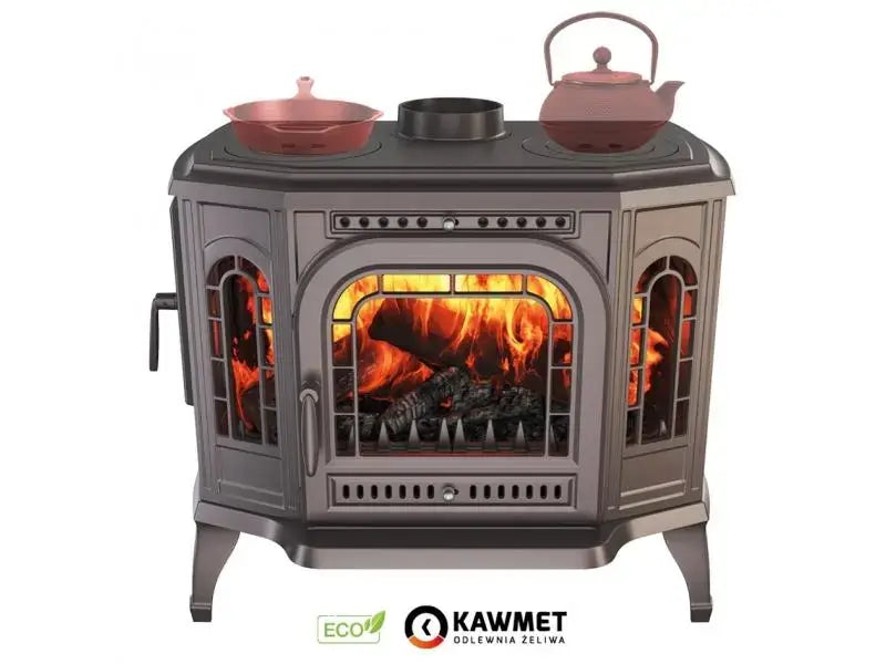 Soba pe lemne KAWMET P7, cu plita pentru gatit, 10.5 kW, LB ECO - Stanga