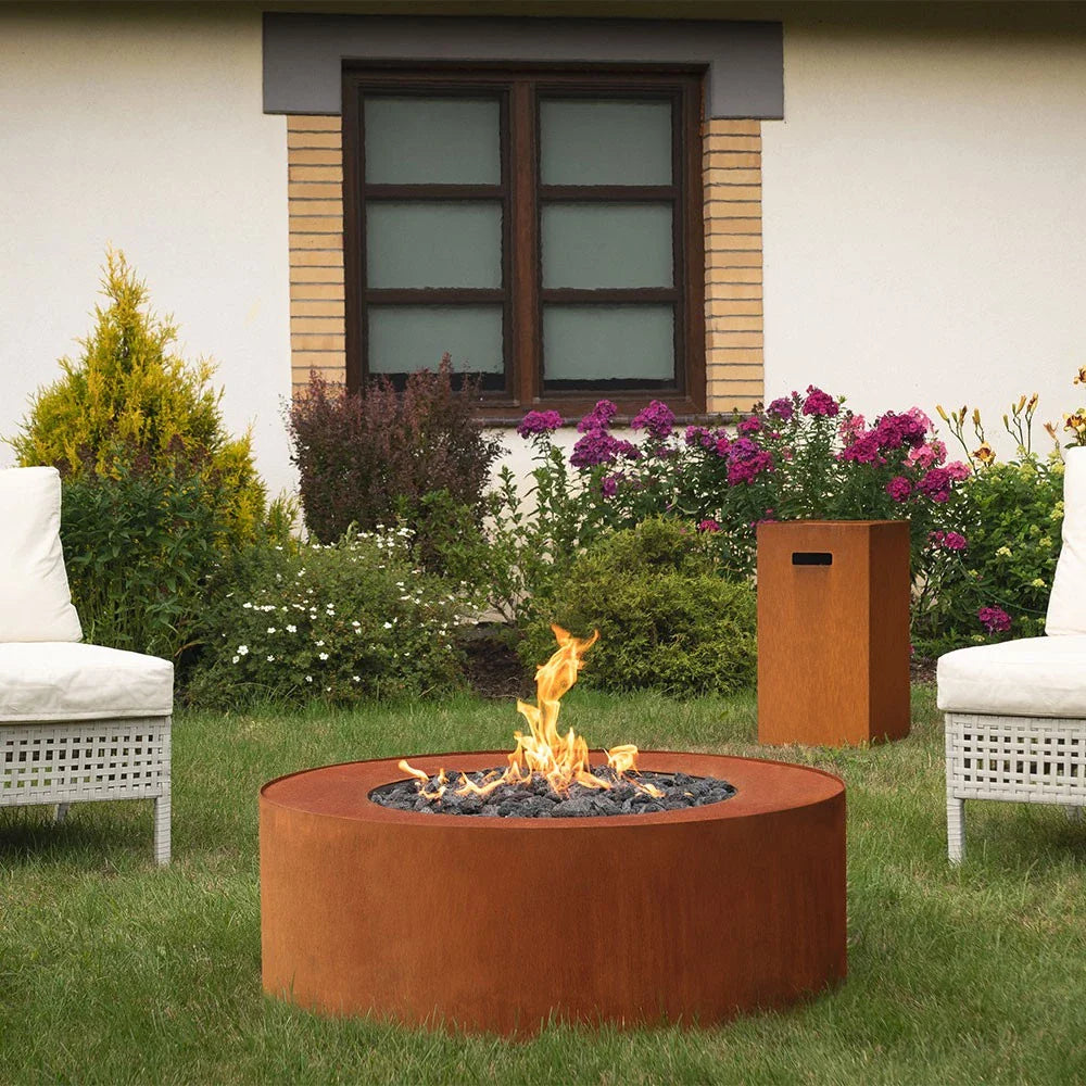 Șemineu Exterior Automat Galio Star Corten cu Arzător în Formă de Stea - Control Wi-Fi