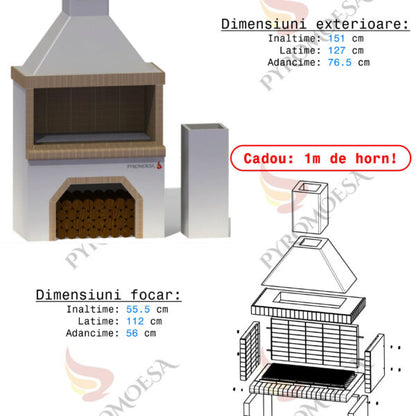 Cuptor cu postament pe colt, 80 cm diametru interior - Pyromoesa