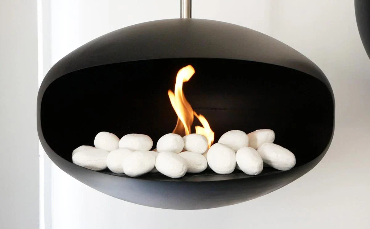 Pebble Ceramice Albe Decorative pentru Șeminee Bioetanol - Set de 24 Bucăți