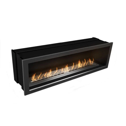 Șemineu Bioetanol Icon Slimline Firebox SFB1350 - Oțel Periat, Lux și Căldură Eficientă