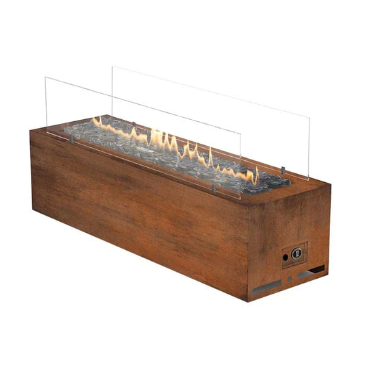 Șemineu Exterior pe Gaz Planika Galio Corten din Oțel Corten - Flacără Alungită, 13.6 kW
